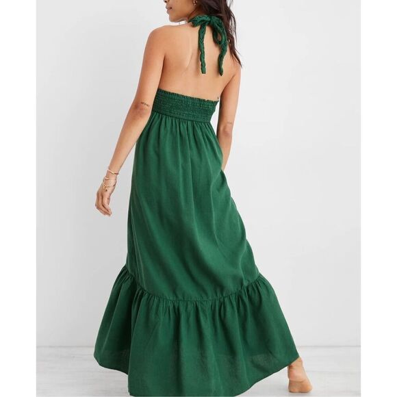 Aerie NWT High Low Halter Maxi Sundress Sz Large - Picture 2 of 9